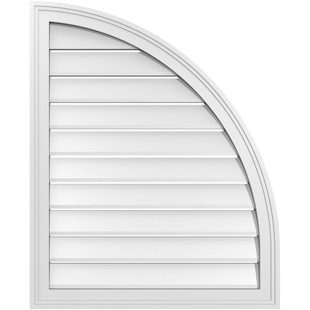 Quarter Round Top Right Surface Mount PVC Gable Vent W/ 2W X 2P Brickmould Sill Frame, 26W X 32H